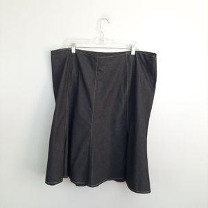 Courtenay Black Denim Flared Hem Skirt